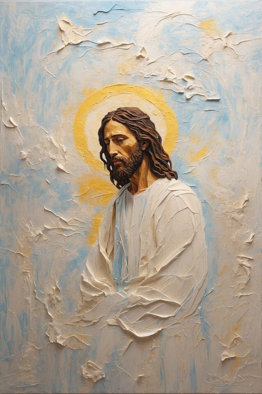 Peinture d'un homme aux cheveux longs et à la couronne Peinture d'un homme aux cheveux longs et à la couronne