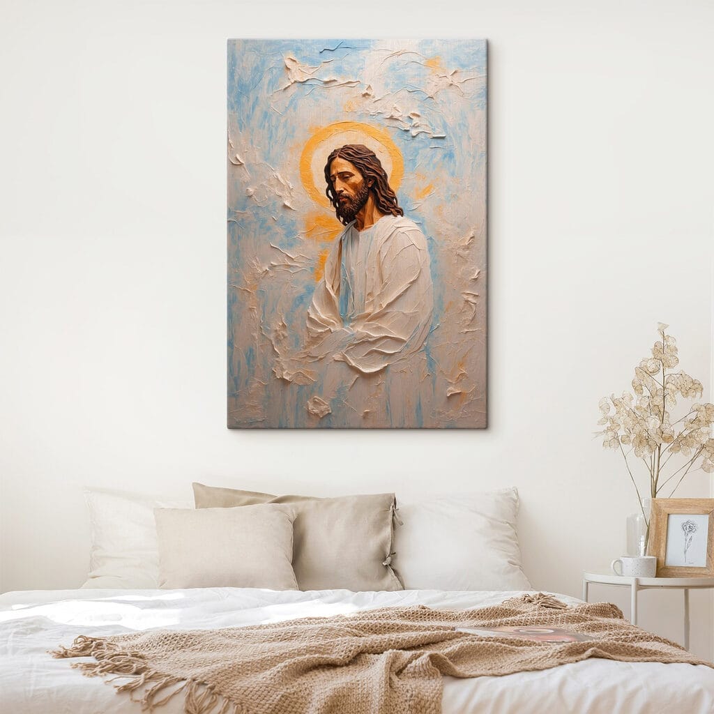 Painting of a man with long hair and a crown