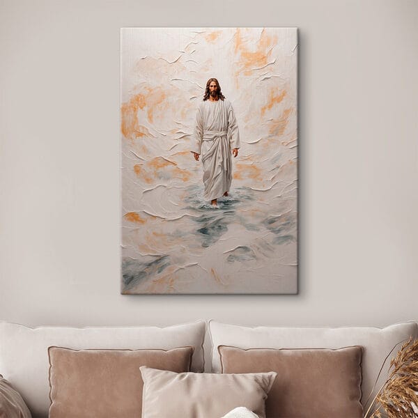Peinture d'un homme en robe debout dans l'eau Peinture d'un homme en robe debout dans l'eau
