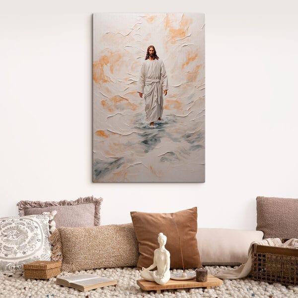 Peinture d'un homme en robe debout dans l'eau Peinture d'un homme en robe debout dans l'eau