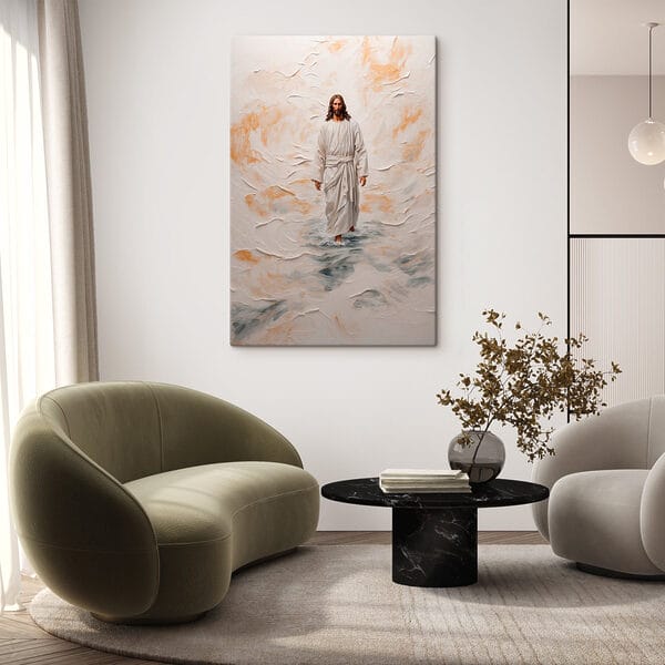Peinture d'un homme en robe debout dans l'eau Peinture d'un homme en robe debout dans l'eau