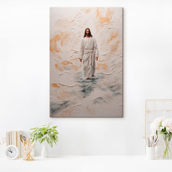 Peinture d'un homme en robe debout dans l'eau Peinture d'un homme en robe debout dans l'eau