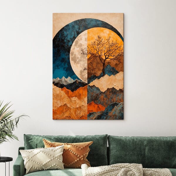 Peinture d'un arbre et de montagnes Peinture d'un arbre et de montagnes