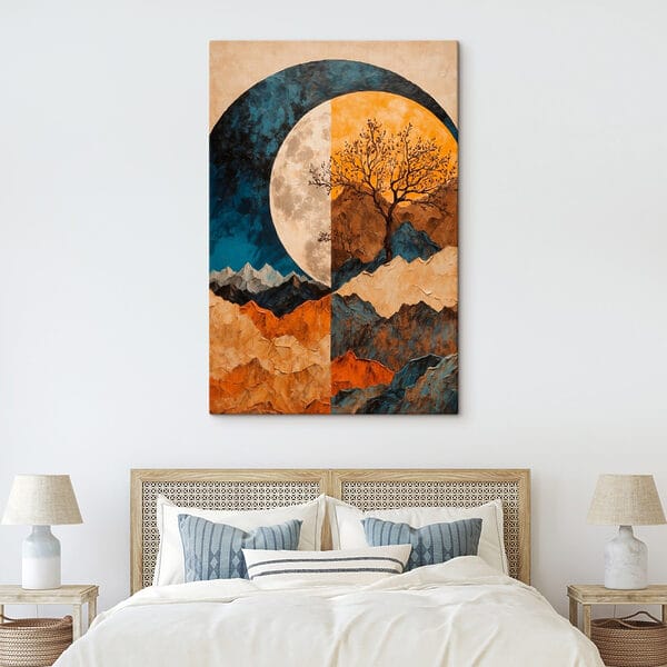 Peinture d'un arbre et de montagnes Peinture d'un arbre et de montagnes