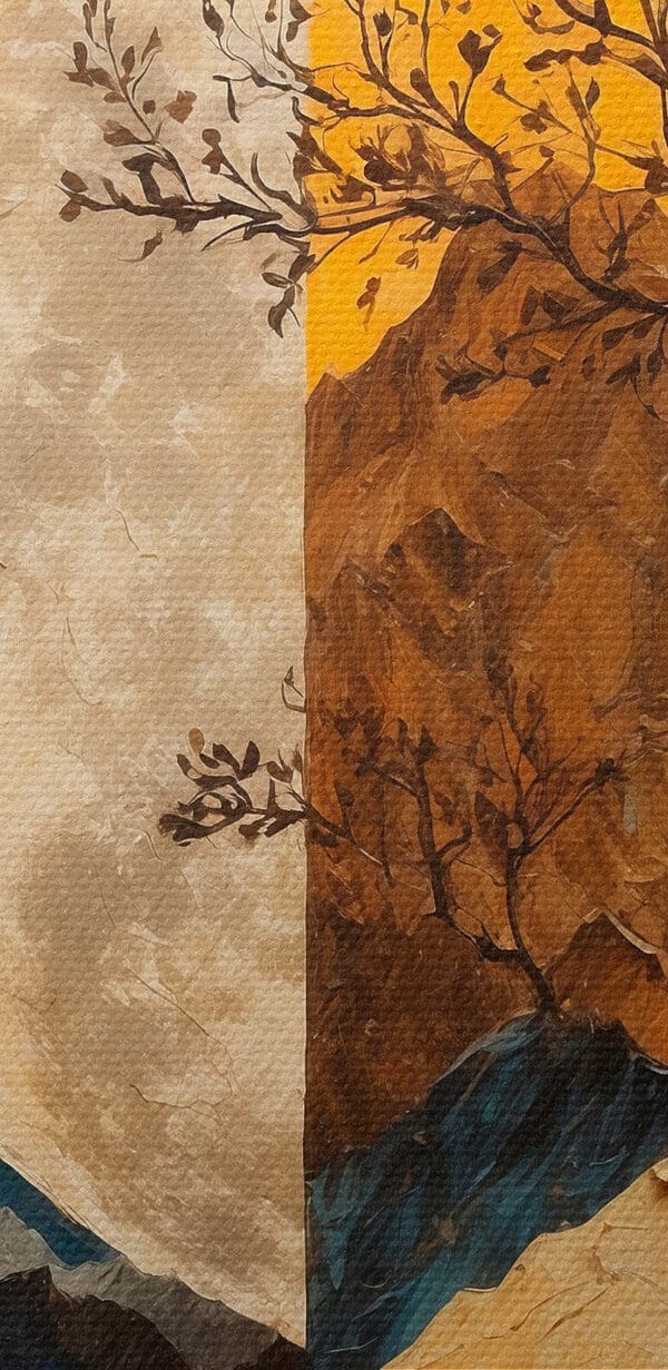 Peinture d'un arbre et de montagnes Peinture d'un arbre et de montagnes