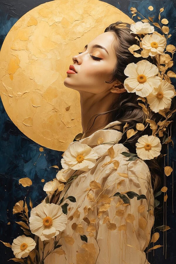 Femme avec des fleurs dans les cheveux Femme avec des fleurs dans les cheveux