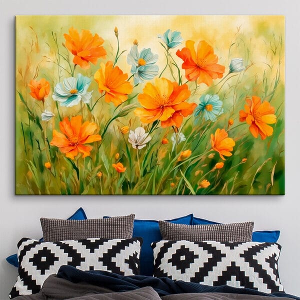 Peinture de fleurs orange et blanches Peinture de fleurs orange et blanches