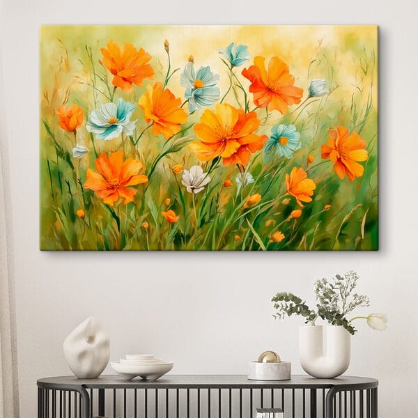 Peinture de fleurs orange et blanches Peinture de fleurs orange et blanches