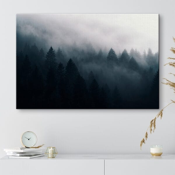 Forêt brumeuse avec des arbres Forêt brumeuse avec des arbres