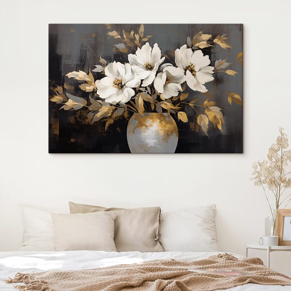 Peinture de fleurs blanches dans un vase Peinture de fleurs blanches dans un vase