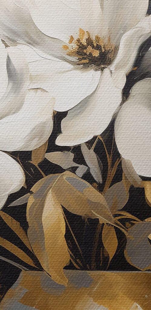 Painting of white flowers in a vase Painting of white flowers in a vase