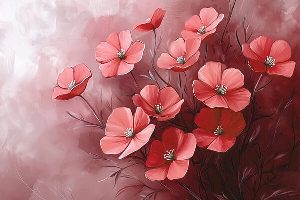 Peinture de fleurs sur fond rose Peinture de fleurs sur fond rose