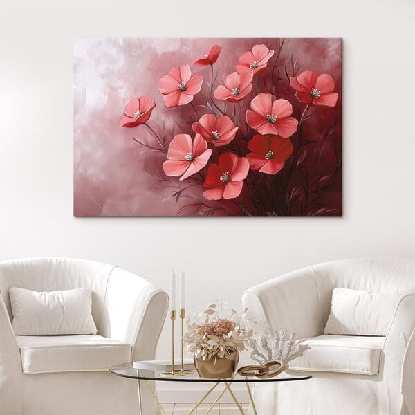 Peinture de fleurs sur fond rose Peinture de fleurs sur fond rose