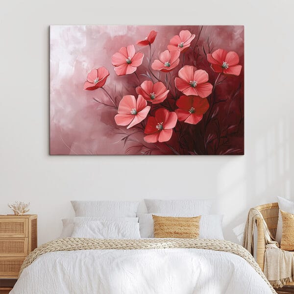 Peinture de fleurs sur fond rose Peinture de fleurs sur fond rose