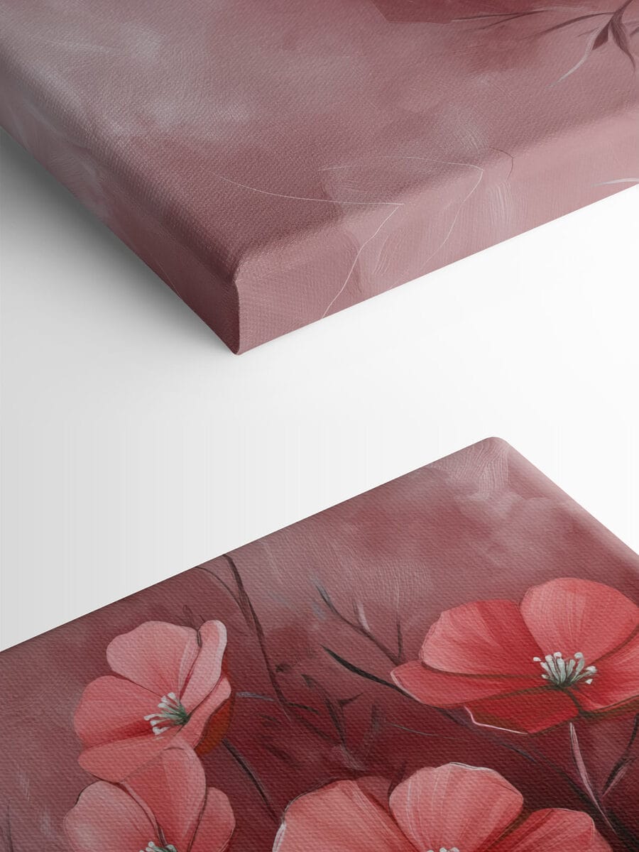 Peinture de fleurs sur fond rose