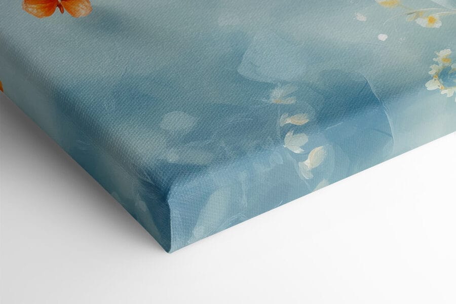 Papillons et fleurs sur fond bleu