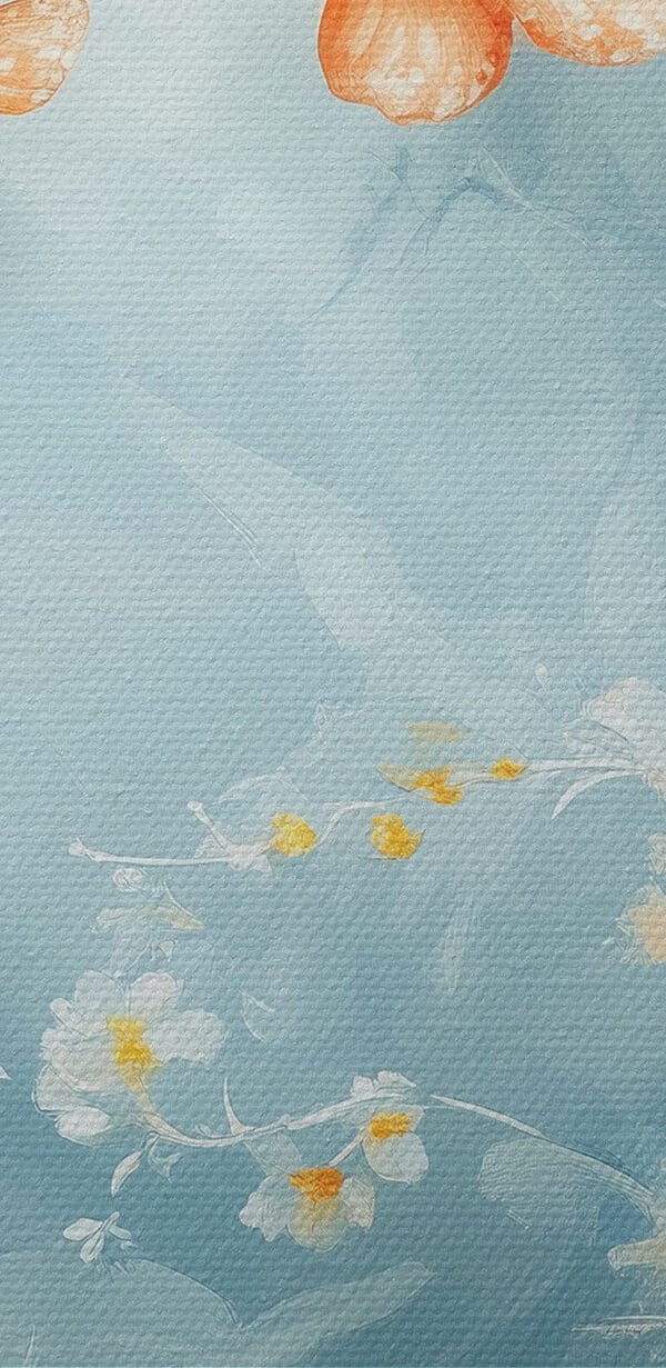 Papillons et fleurs sur fond bleu Papillons et fleurs sur fond bleu