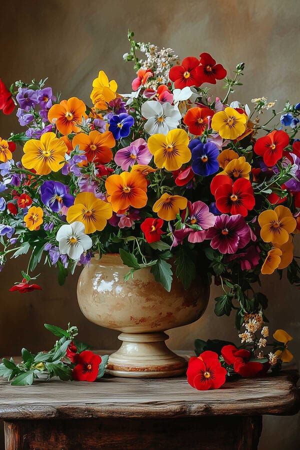 Vase avec fleurs colorées Vase avec fleurs colorées