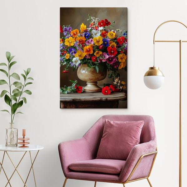Vase avec fleurs colorées Vase avec fleurs colorées