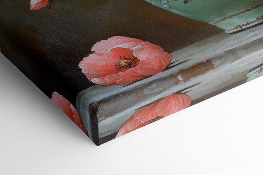 Peinture de fleurs roses dans un vase