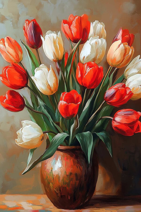 Peinture de fleurs dans un vase Peinture de fleurs dans un vase