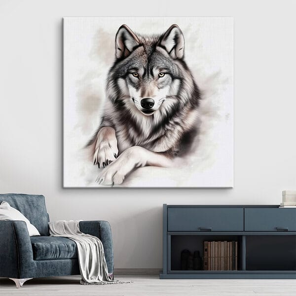 Loup couché regardant la caméra Loup couché regardant la caméra