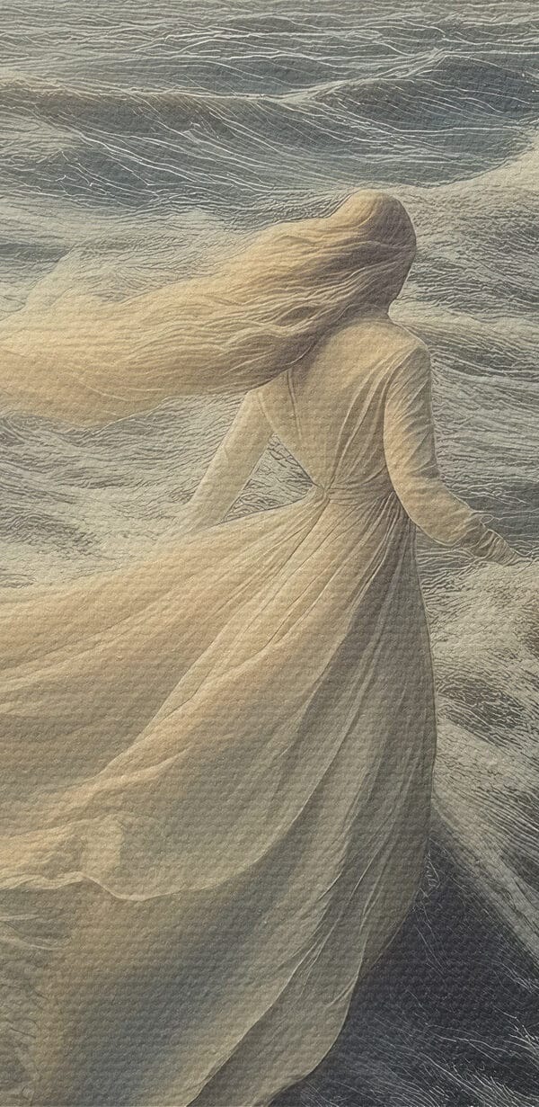 Femme en robe blanche courant dans les vagues Femme en robe blanche courant dans les vagues