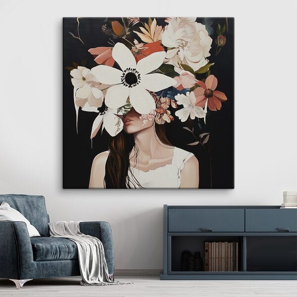 Peinture d'une femme avec des fleurs sur le visage Peinture d'une femme avec des fleurs sur le visage