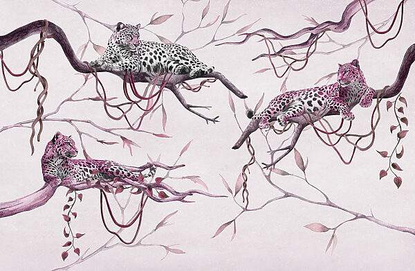 Groupe de léopards allongés sur une branche d'arbre Groupe de léopards allongés sur une branche d'arbre