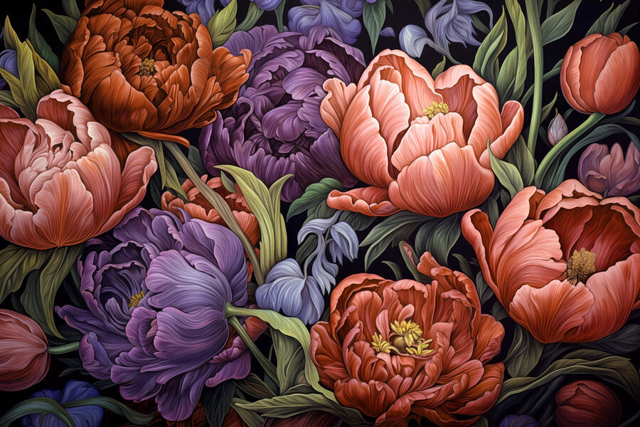 Fleurs vibrantes aux couleurs riches