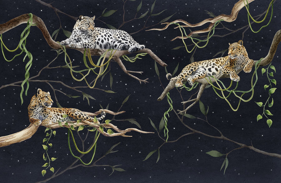Papier peint Groupe de léopards couchés sur des branches – Image 6