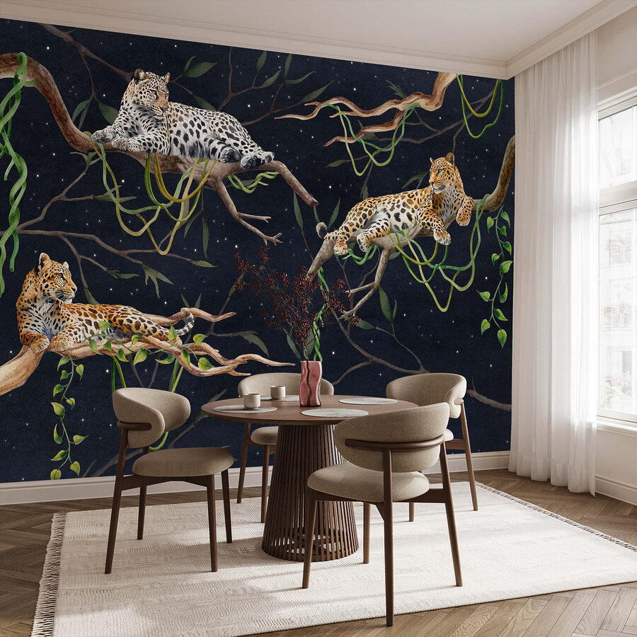 Papier peint Groupe de léopards couchés sur des branches – Image 2