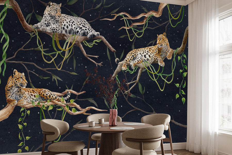 Papier peint Groupe de léopards couchés sur des branches – Image 3