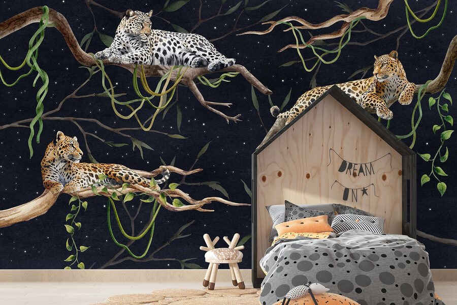 Papier peint Groupe de léopards couchés sur des branches – Image 4