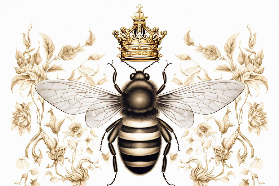 Abeille avec une couronne sur la tête