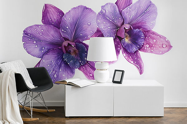 Fleurs violettes avec gouttes d'eau Fleurs violettes avec gouttes d'eau