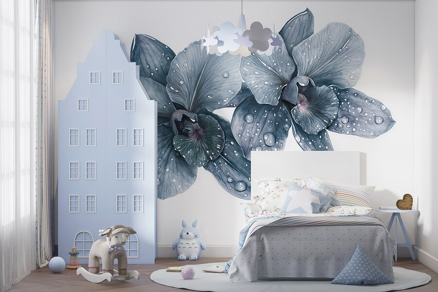 Papier peint Fleurs délicates avec gouttes de rosée. – Image 6