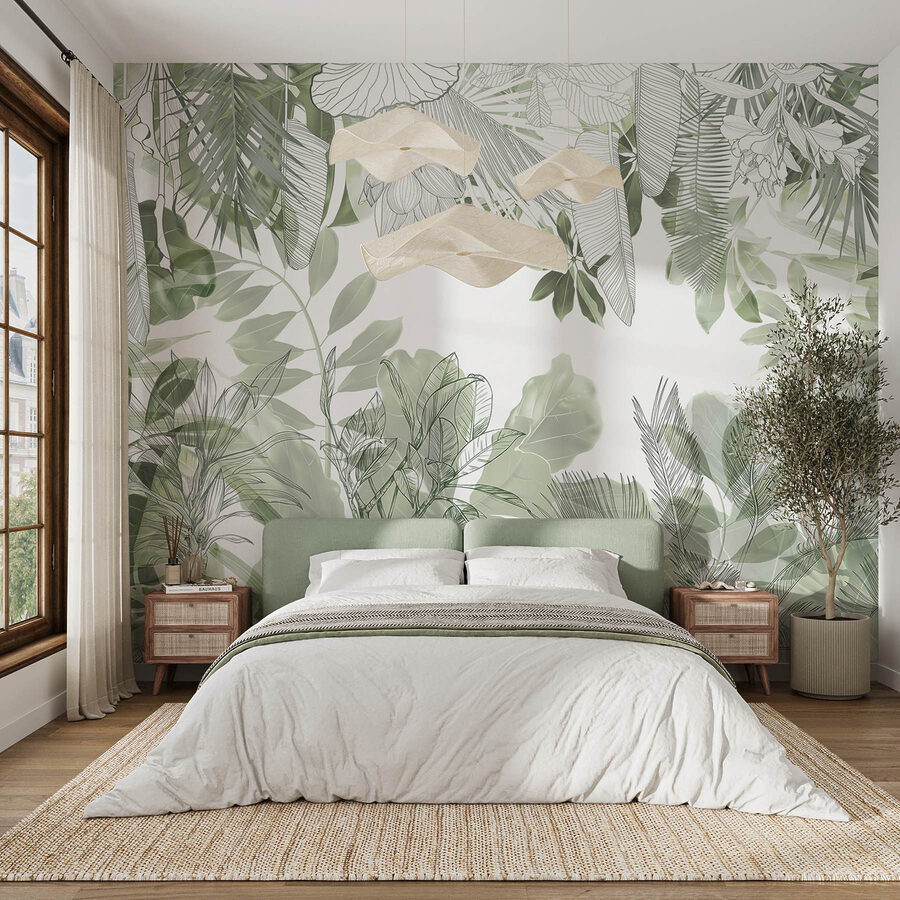 Beauté botanique dans des verts doux