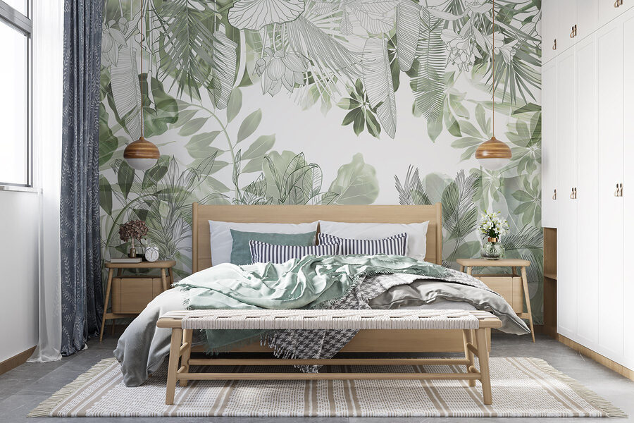 Beauté botanique dans des verts doux