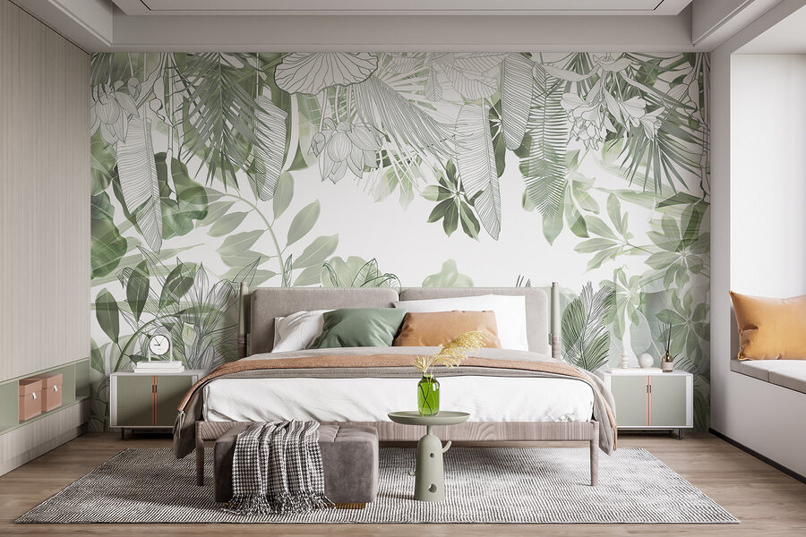Beauté botanique dans des verts doux