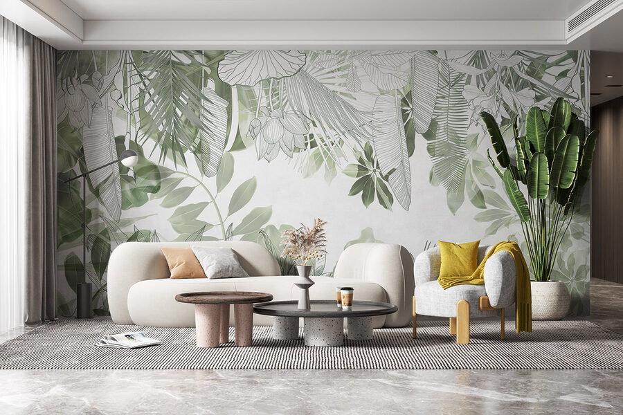 Beauté botanique dans des verts doux