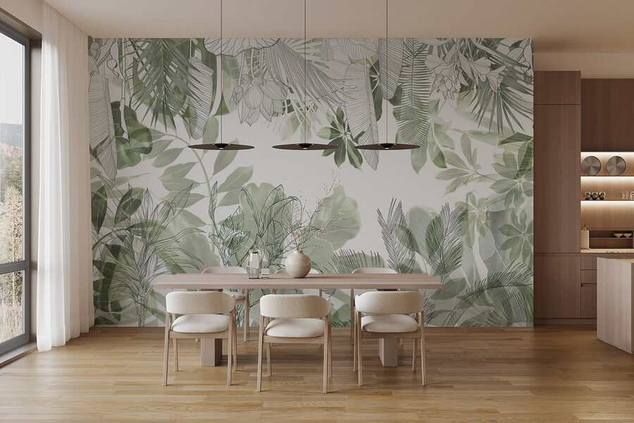 Beauté botanique dans des verts doux
