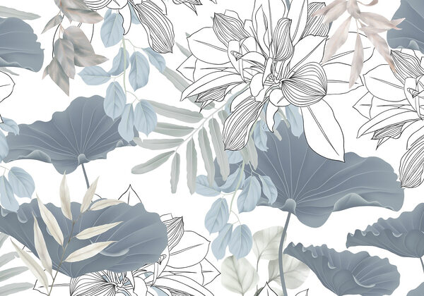 Motif floral avec feuilles et fleurs Motif floral avec feuilles et fleurs