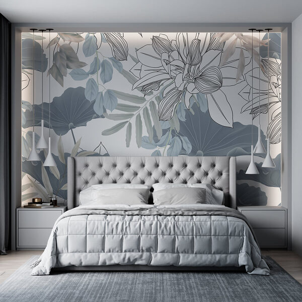 Motif floral avec feuilles et fleurs Motif floral avec feuilles et fleurs
