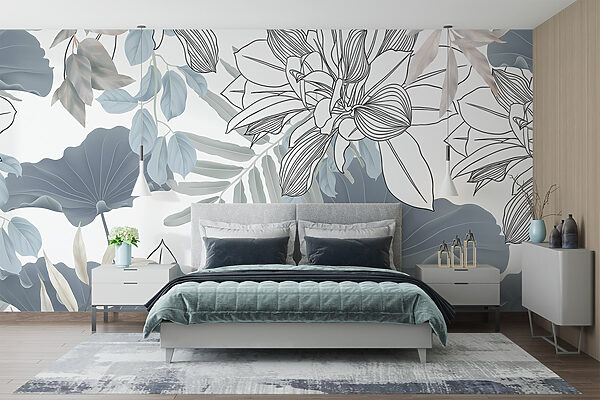 Motif floral avec feuilles et fleurs Motif floral avec feuilles et fleurs