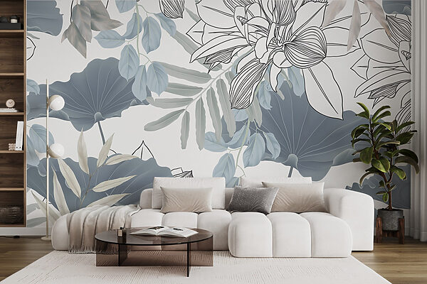 Motif floral avec feuilles et fleurs Motif floral avec feuilles et fleurs