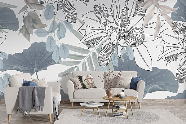 Motif floral avec feuilles et fleurs Motif floral avec feuilles et fleurs