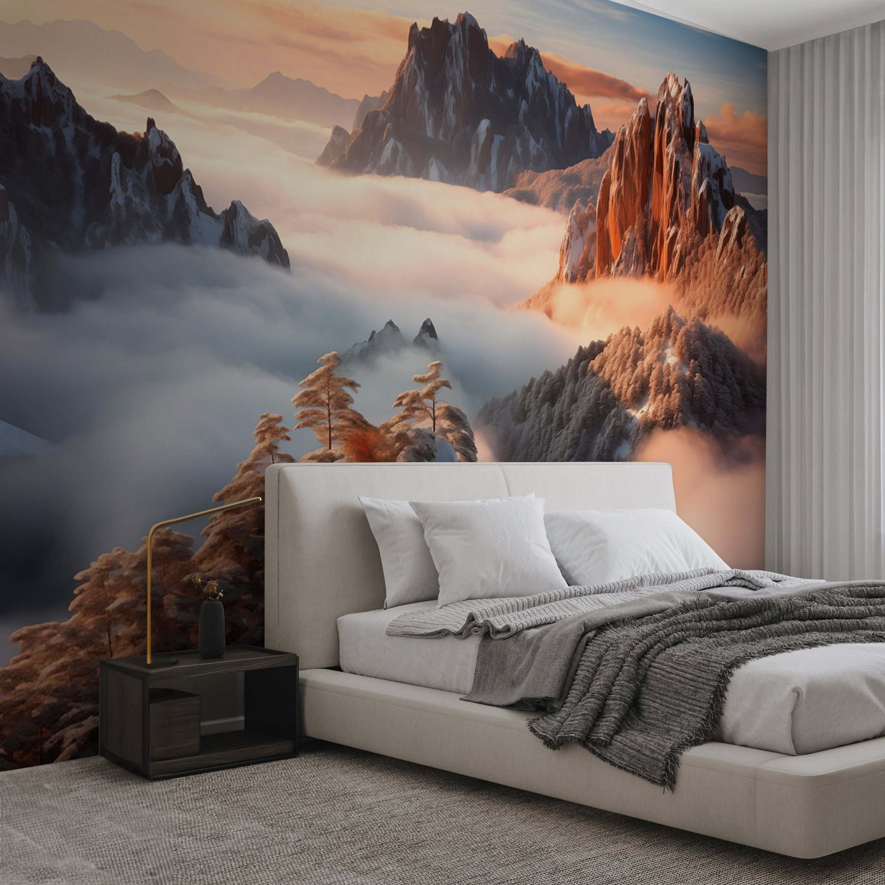 w08807pib1ms - Chaîne de montagnes avec neige et nuages - tegory