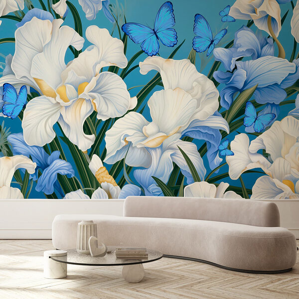 De belles fleurs et des papillons éclatants De belles fleurs et des papillons éclatants