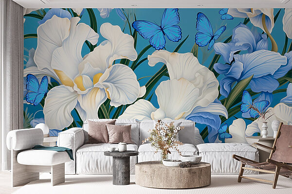 De belles fleurs et des papillons éclatants De belles fleurs et des papillons éclatants